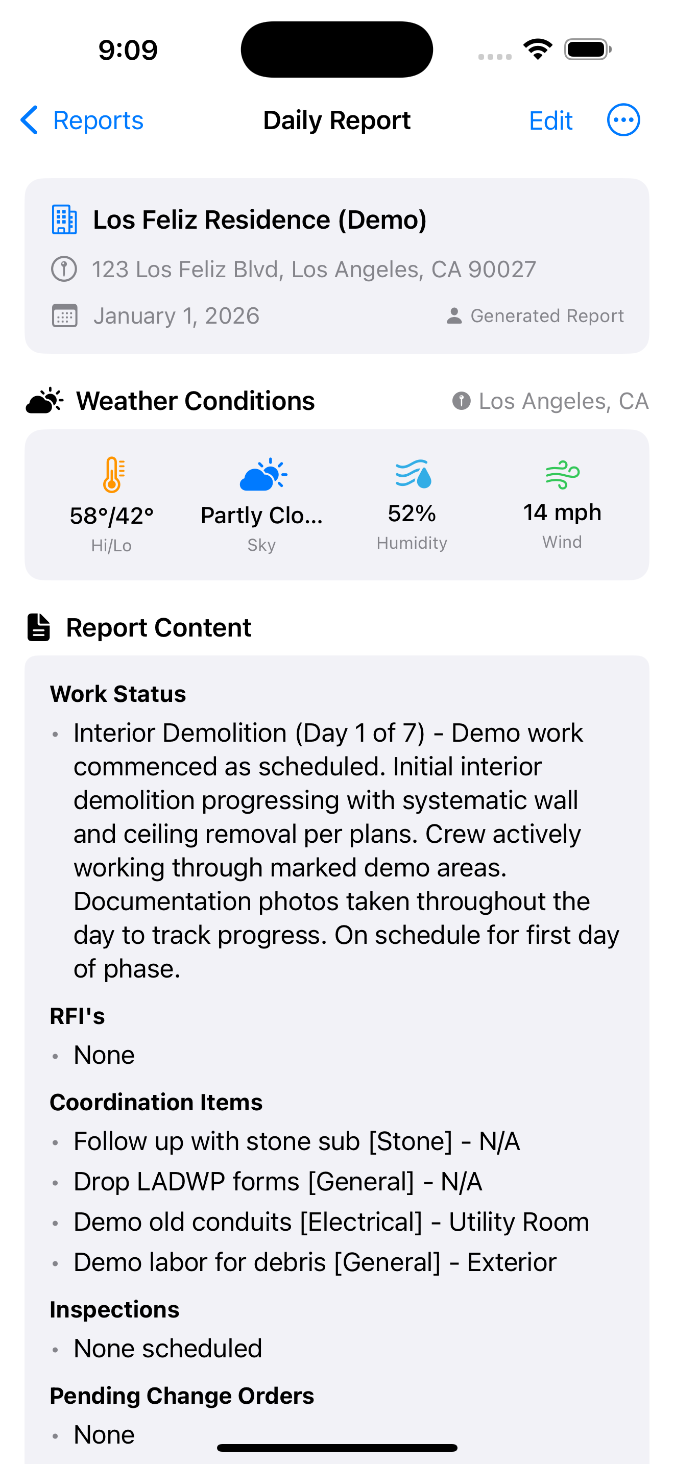 FieldVision daily report